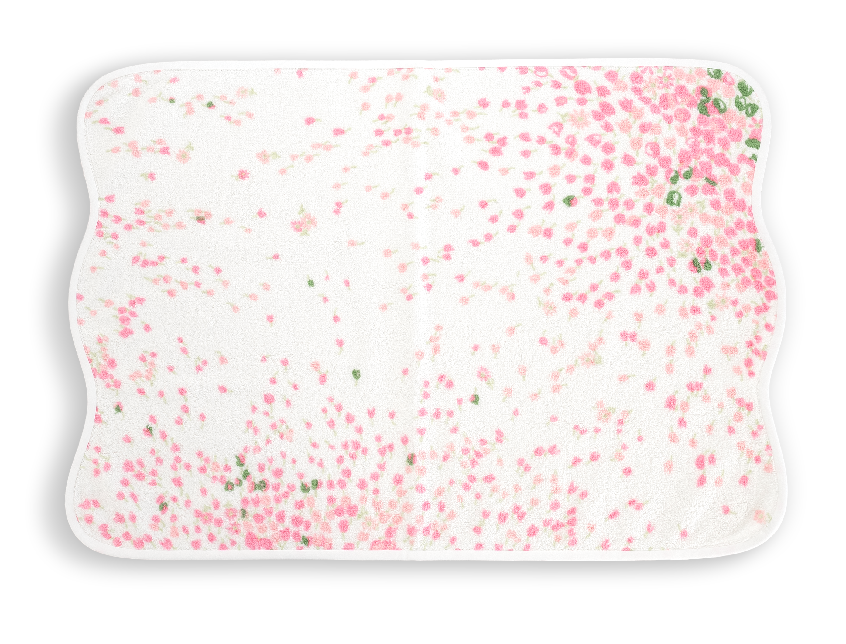 Hand Towel of pink and green floral print, Bouquet Eclate
