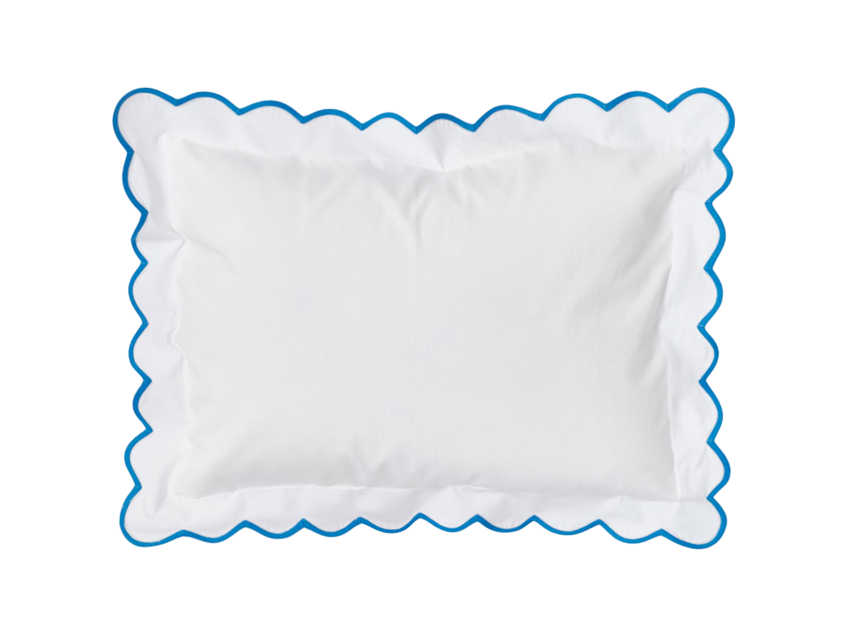 White with #45 Blue Scallop Bed Linens