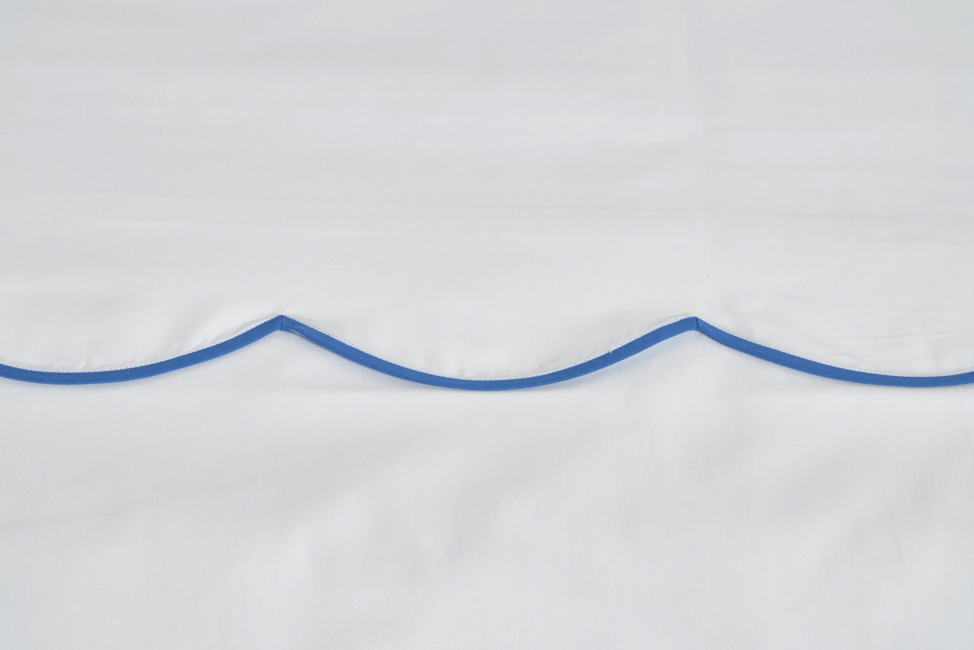 White with #45 Blue Scallop Bed Linens