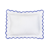 White with #48 Dark Blue Scallop Bed Linens