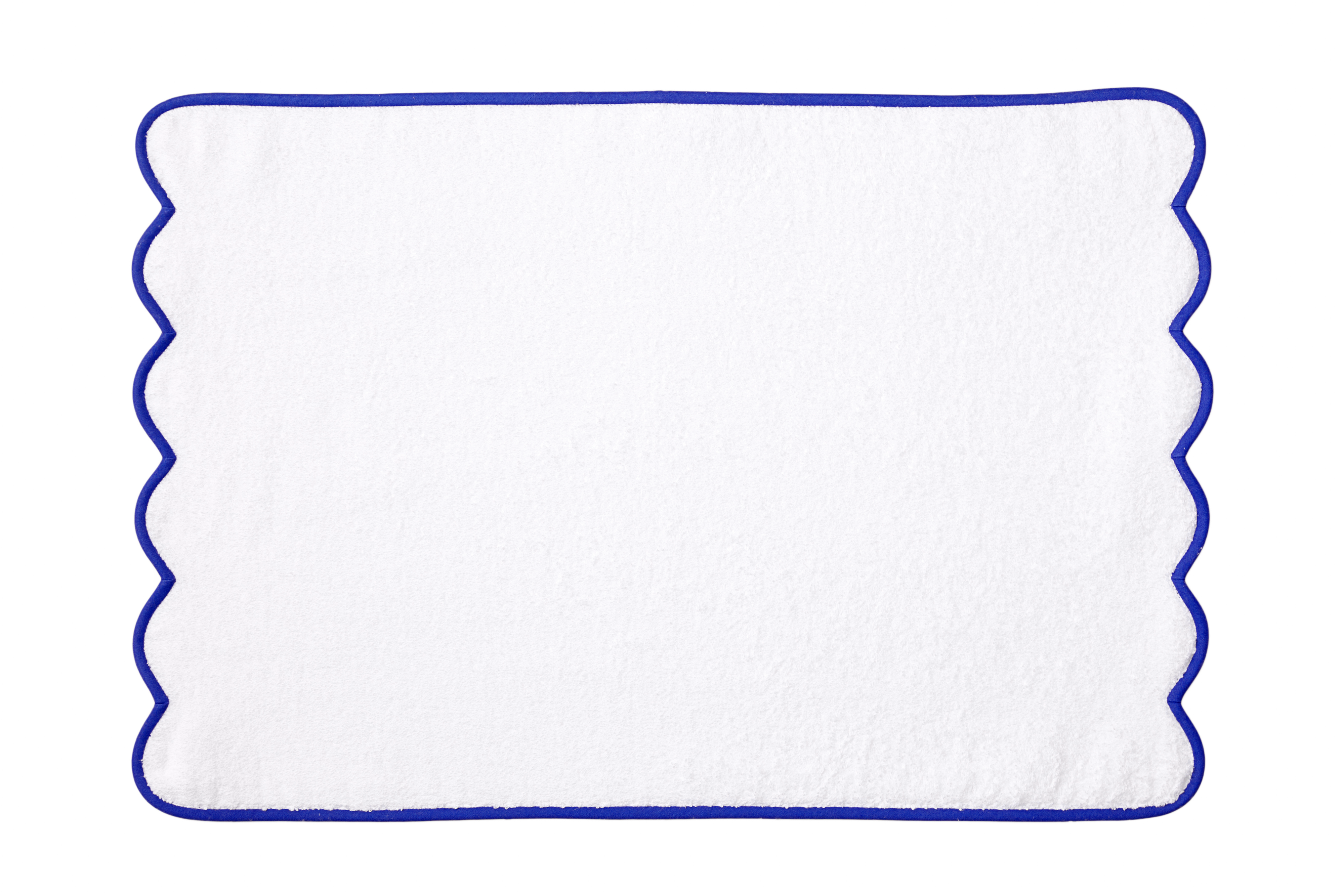 Solid White / #48 Blue Scallop Towels