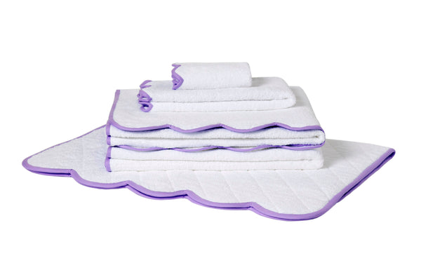 Solid White / #229 Lilac Scallop Towels