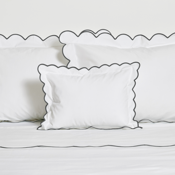 White with #260 Dark Grey Scallop Bed Linens