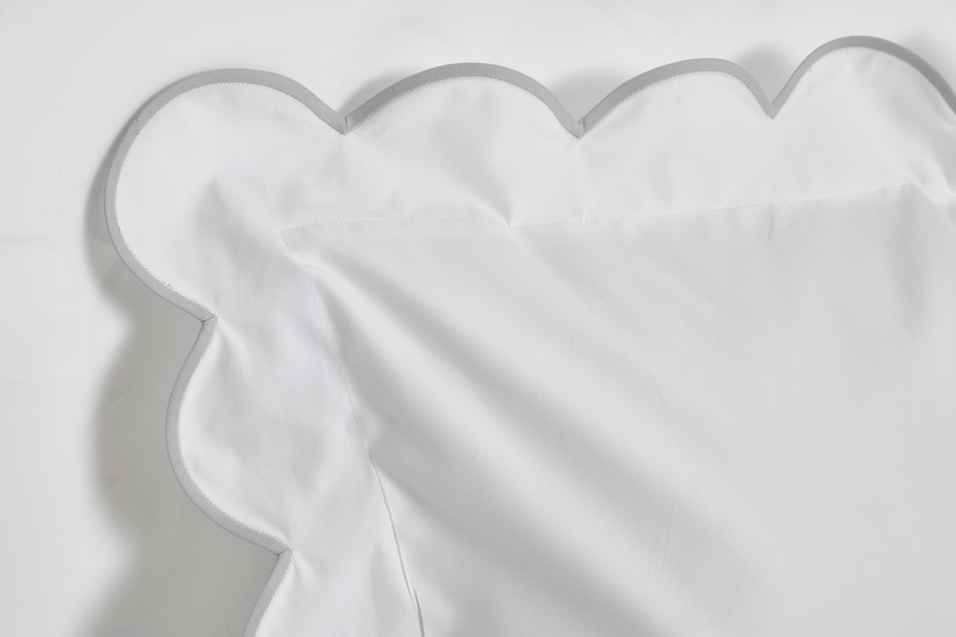 White with #35 Light Grey Scallop Bed Linens