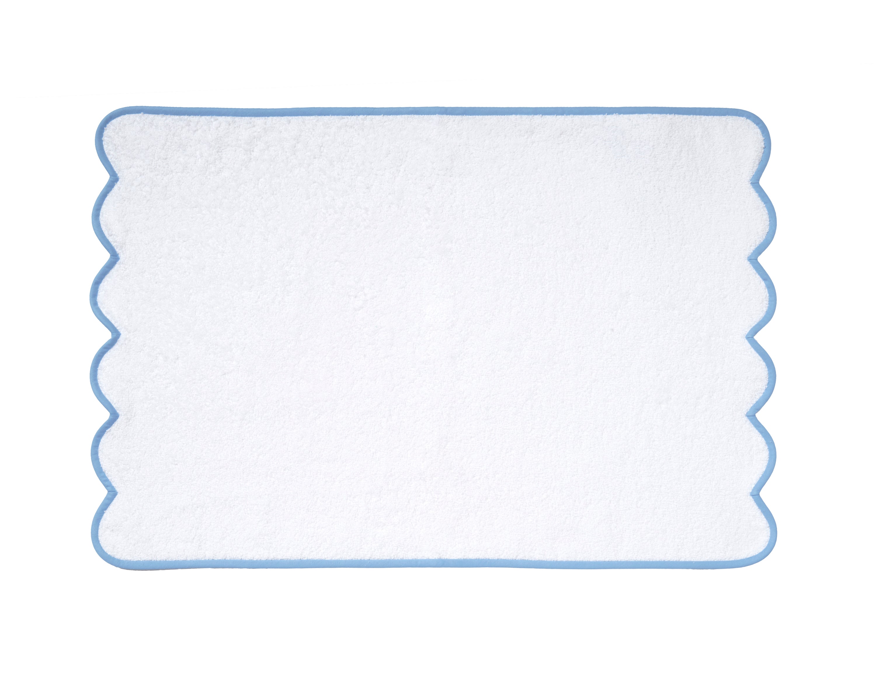 Solid White with #508 Light Blue Scallop Towels