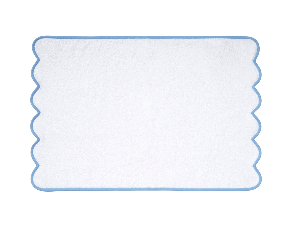 Solid White with #508 Light Blue Scallop Towels