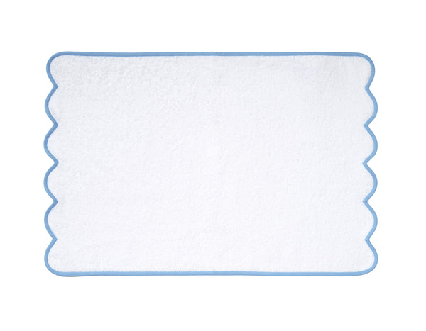 Solid White / #508 Light Blue Scallop Towels