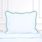 White / Wavy #622 Dark Green Bed Linens