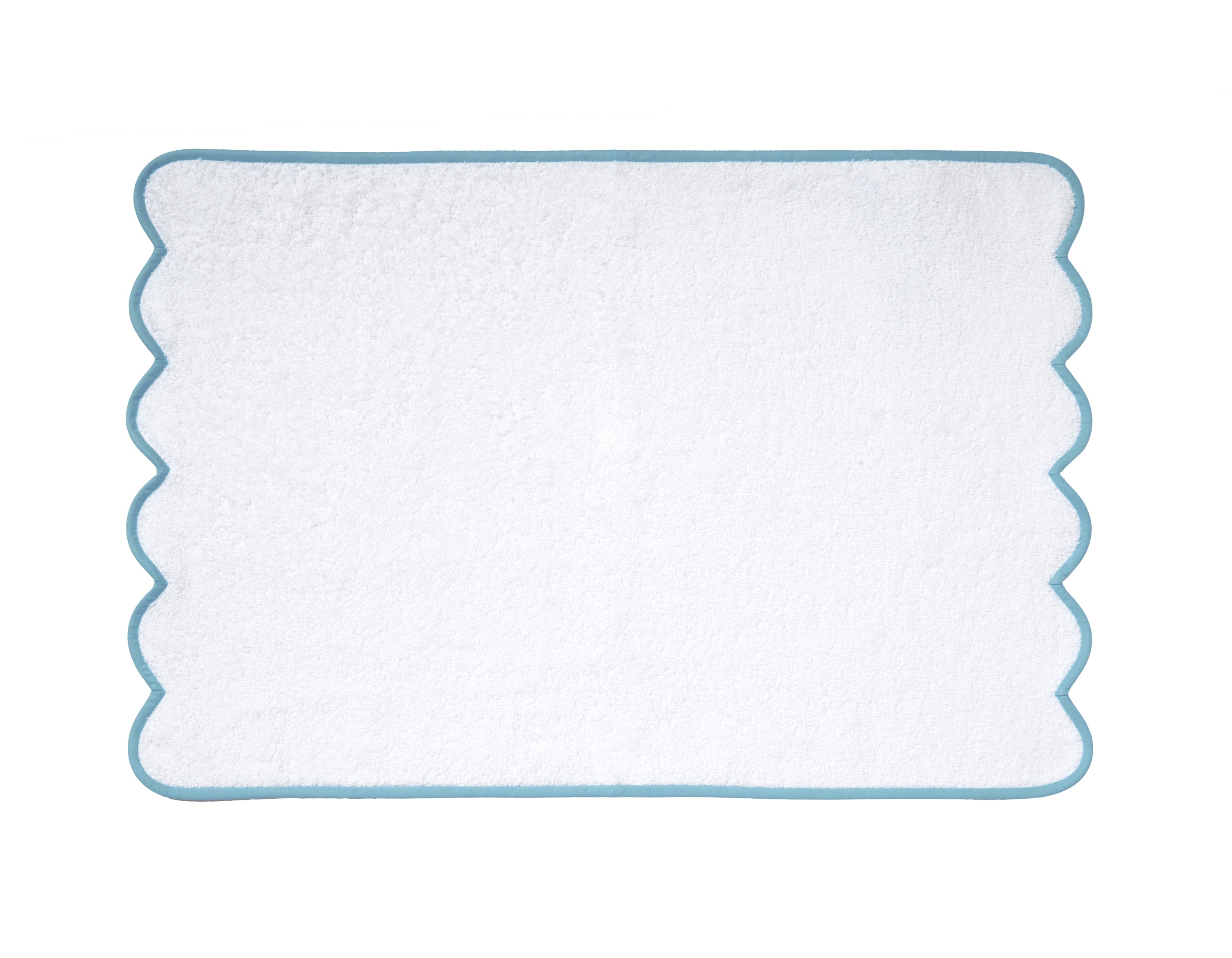 Solid White / #5503 DP Blue Scallop Towels