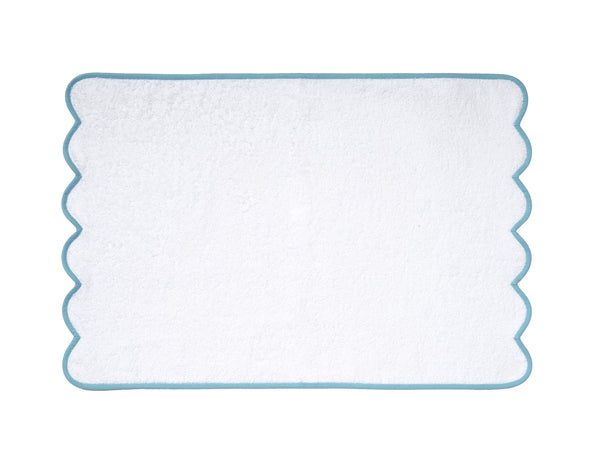 Solid White / #5503 DP Blue Scallop Towels