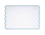 Solid White / #5503 DP Blue Scallop Towels