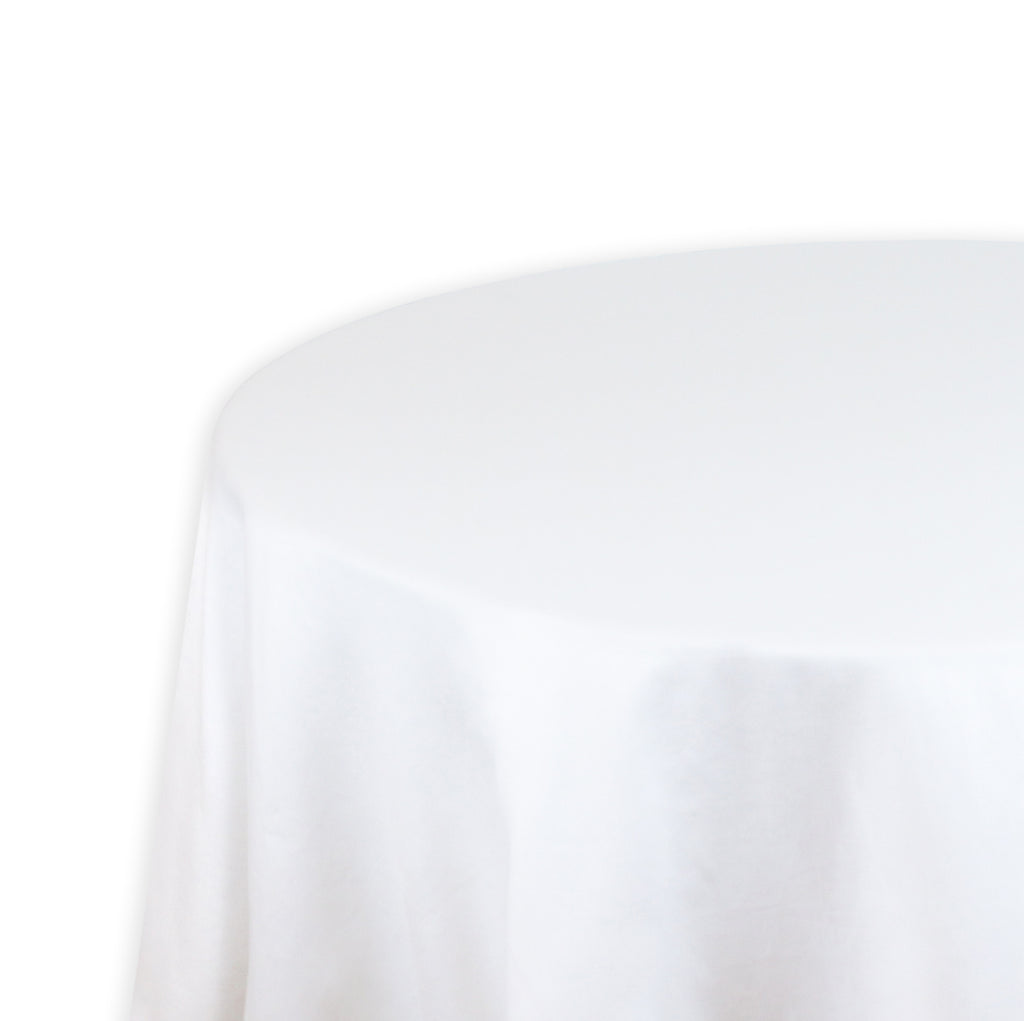 Solid White with Green Linen Tablecloths & Napkins