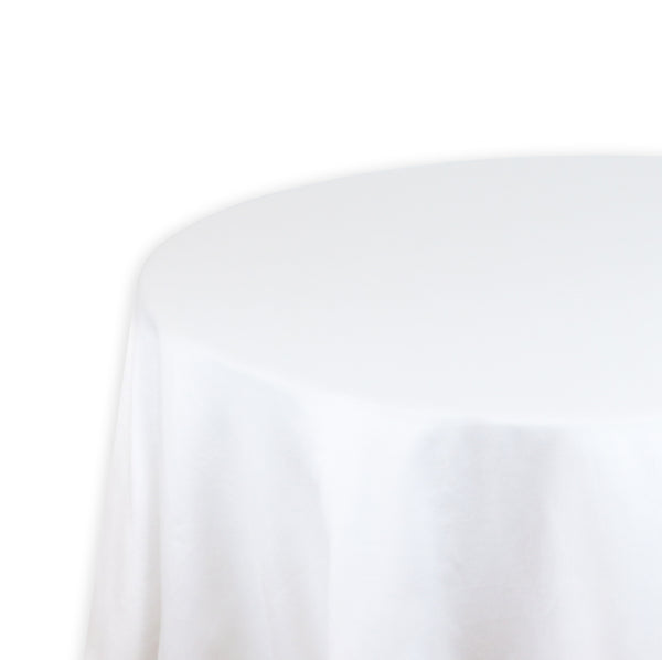 Solid White with Green Linen Tablecloths & Napkins