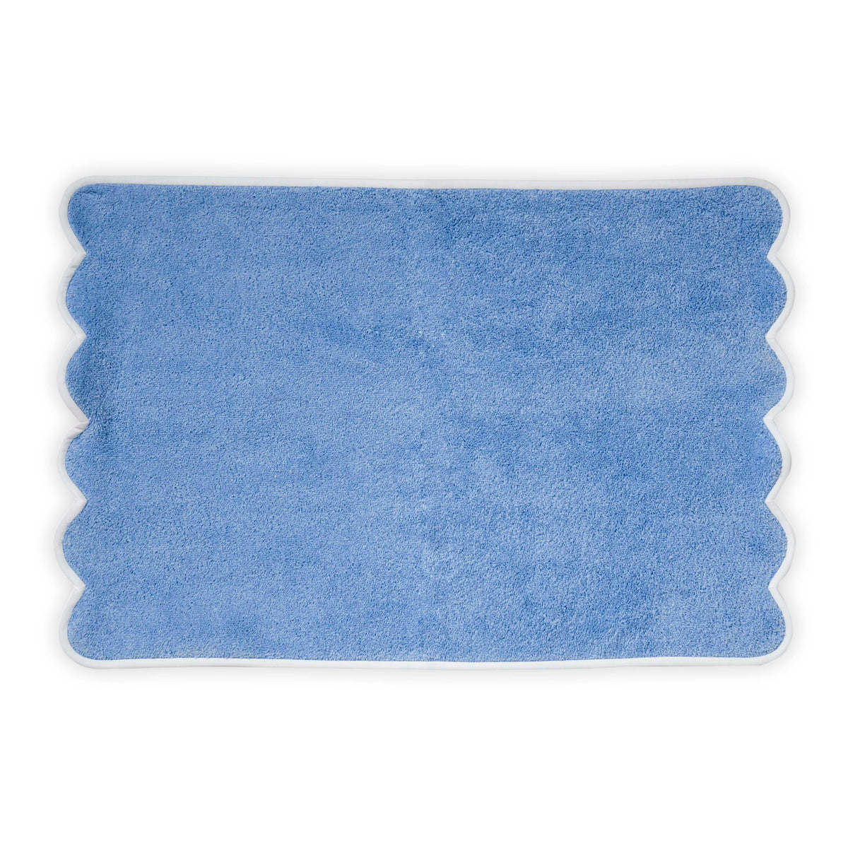 Solid #508 Blue with Scallop White Towels