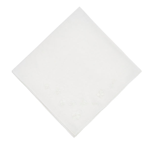刺绣 Trèfles 白色手帕