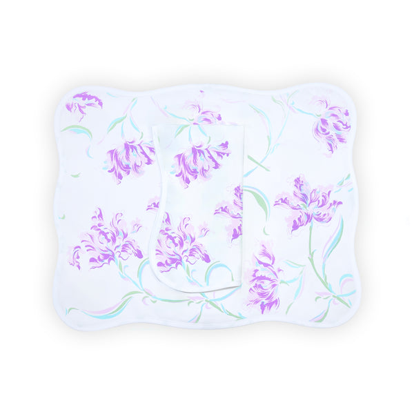 Tulipe Perroquet Lavender Printed Placemat/Napkin Sets