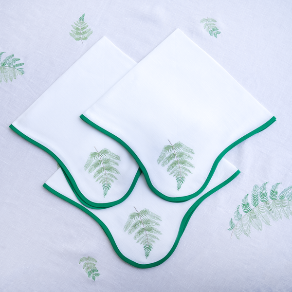 Feuilles Green/Silver Emb. Tablecloths