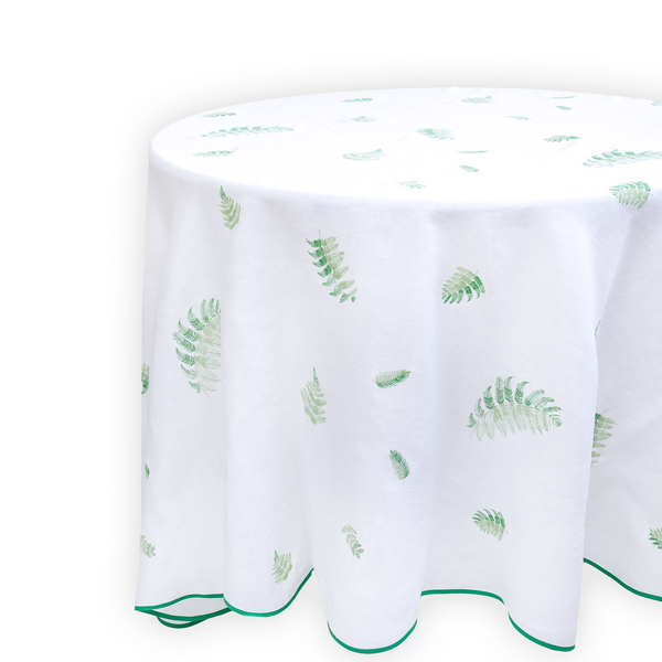 Feuilles Green/Silver Emb. Tablecloths