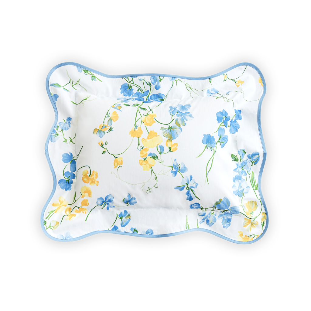 Pois de Senteur Blue/Yellow Wavy Bed Linens