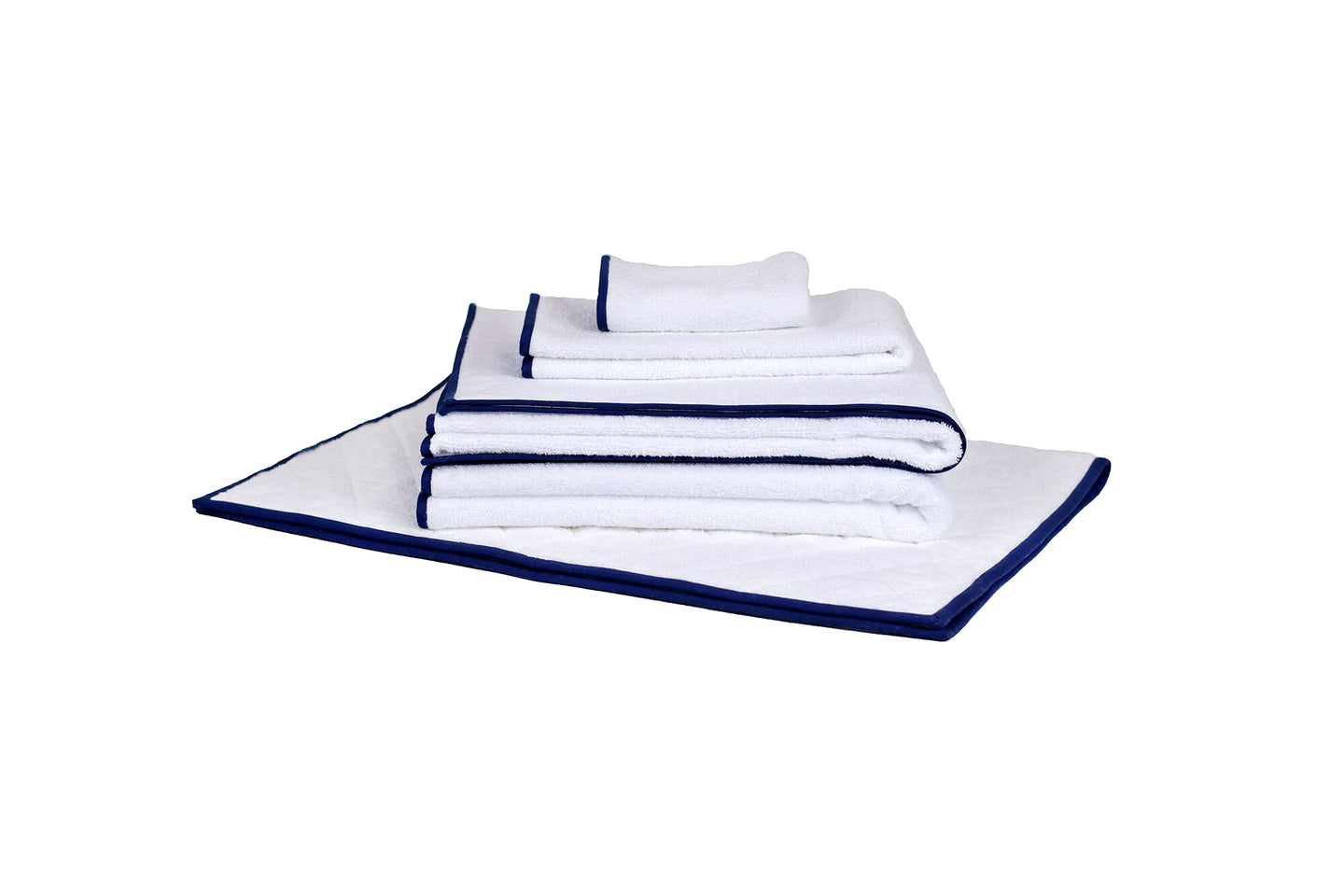 Solid White / #003 Navy Straight Towels