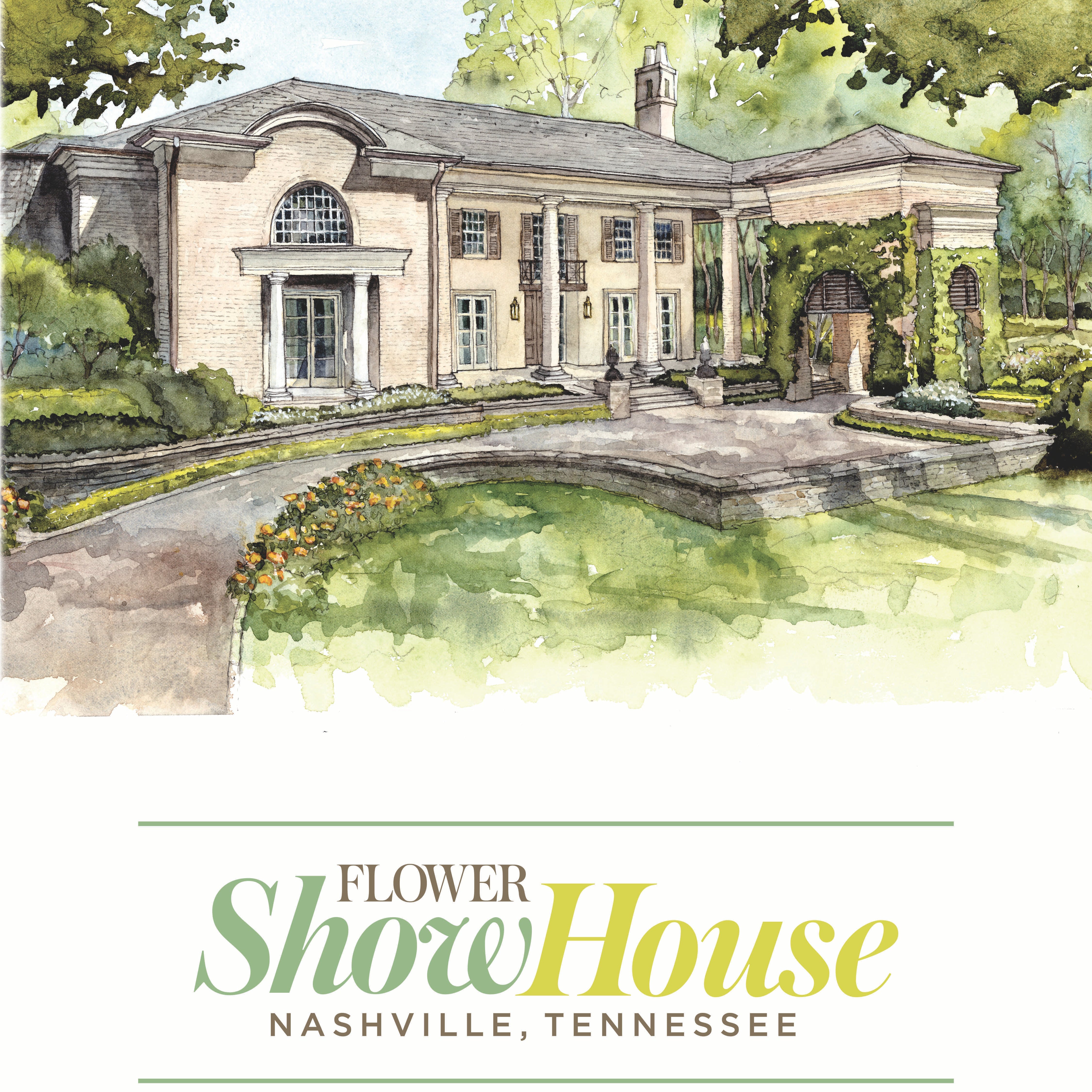 Illustration by Adrienne Retief, of the legendary Belle Meade home in Nashville, Tennessee for Flower Magazine's Showhouse during October  2025.