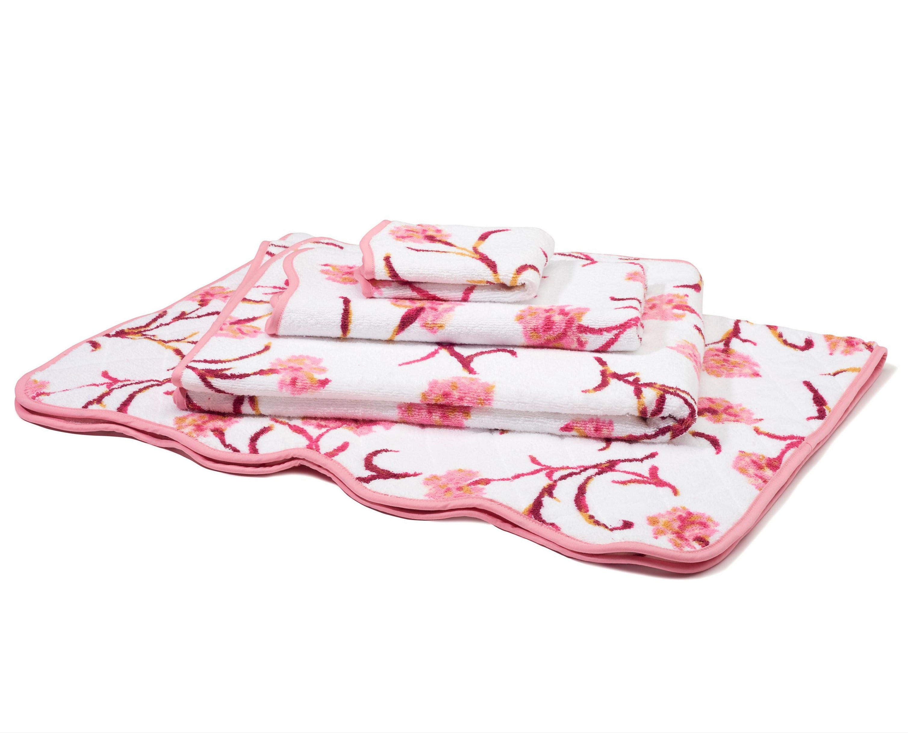 Carnations Pink/Burgundy Towels