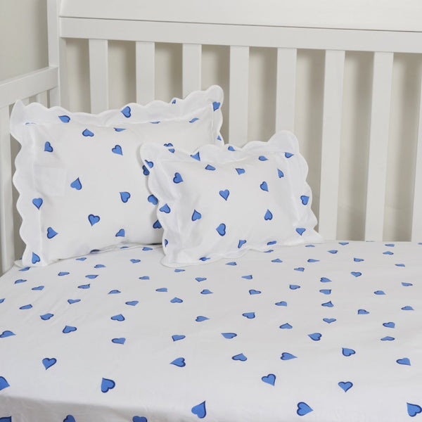 Coeurs 蓝色婴儿床床单