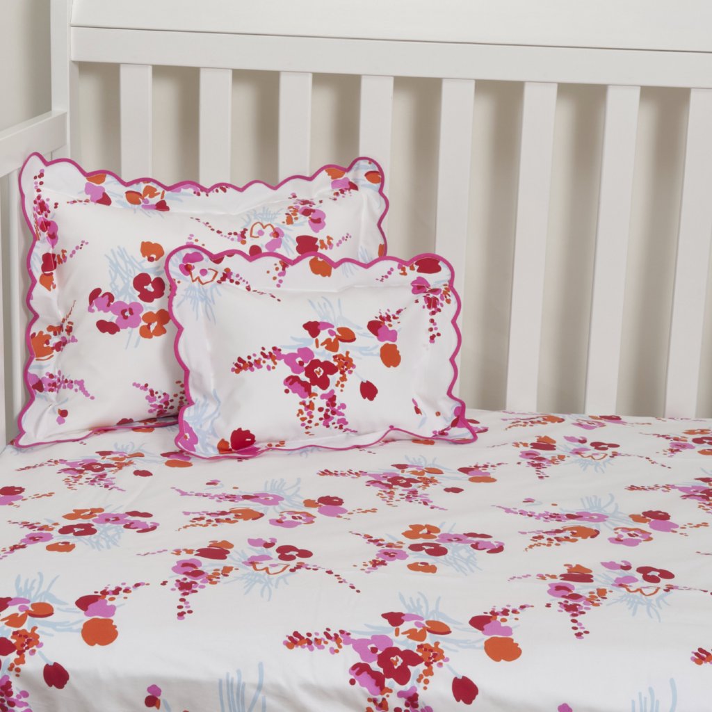 Demoiselles Orange/Pink Fitted Crib Sheet