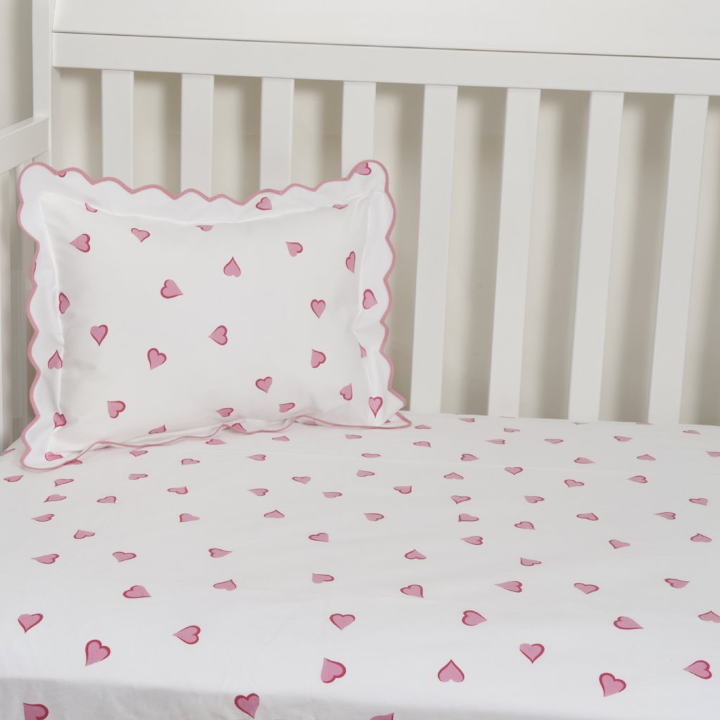 Coeurs Pink Crib Sheets