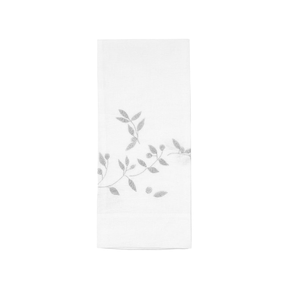 Feuilles d'Olivier Silver Emb. Guest Towels
