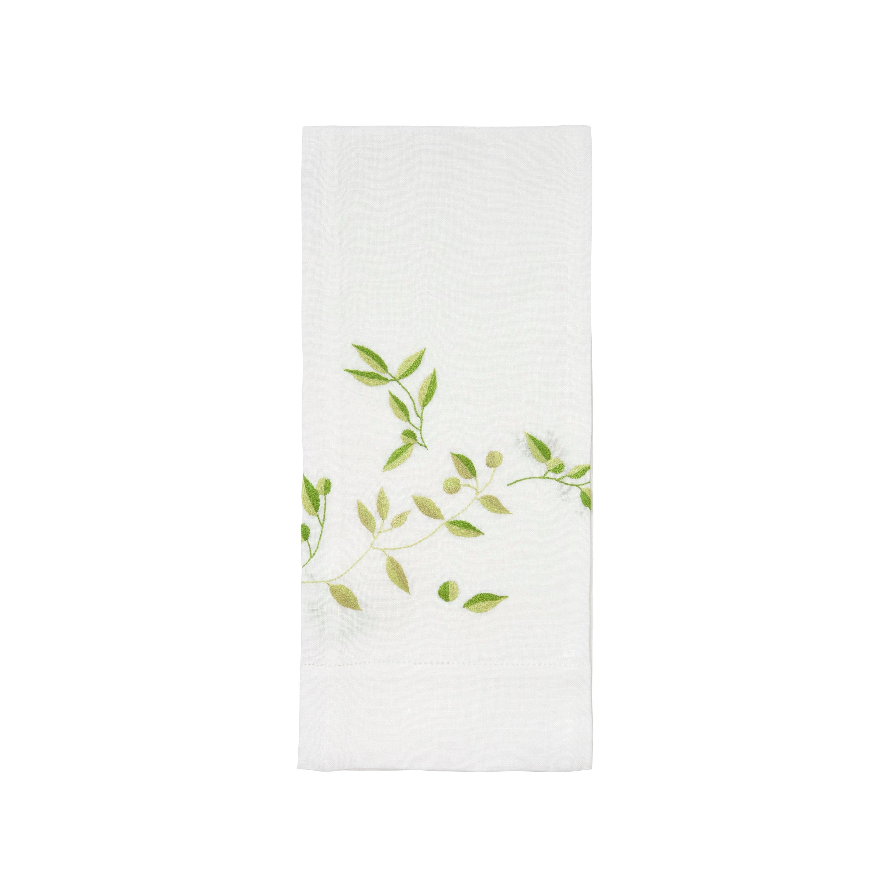 Feuilles d'Olivier Green Emb. Guest Towels