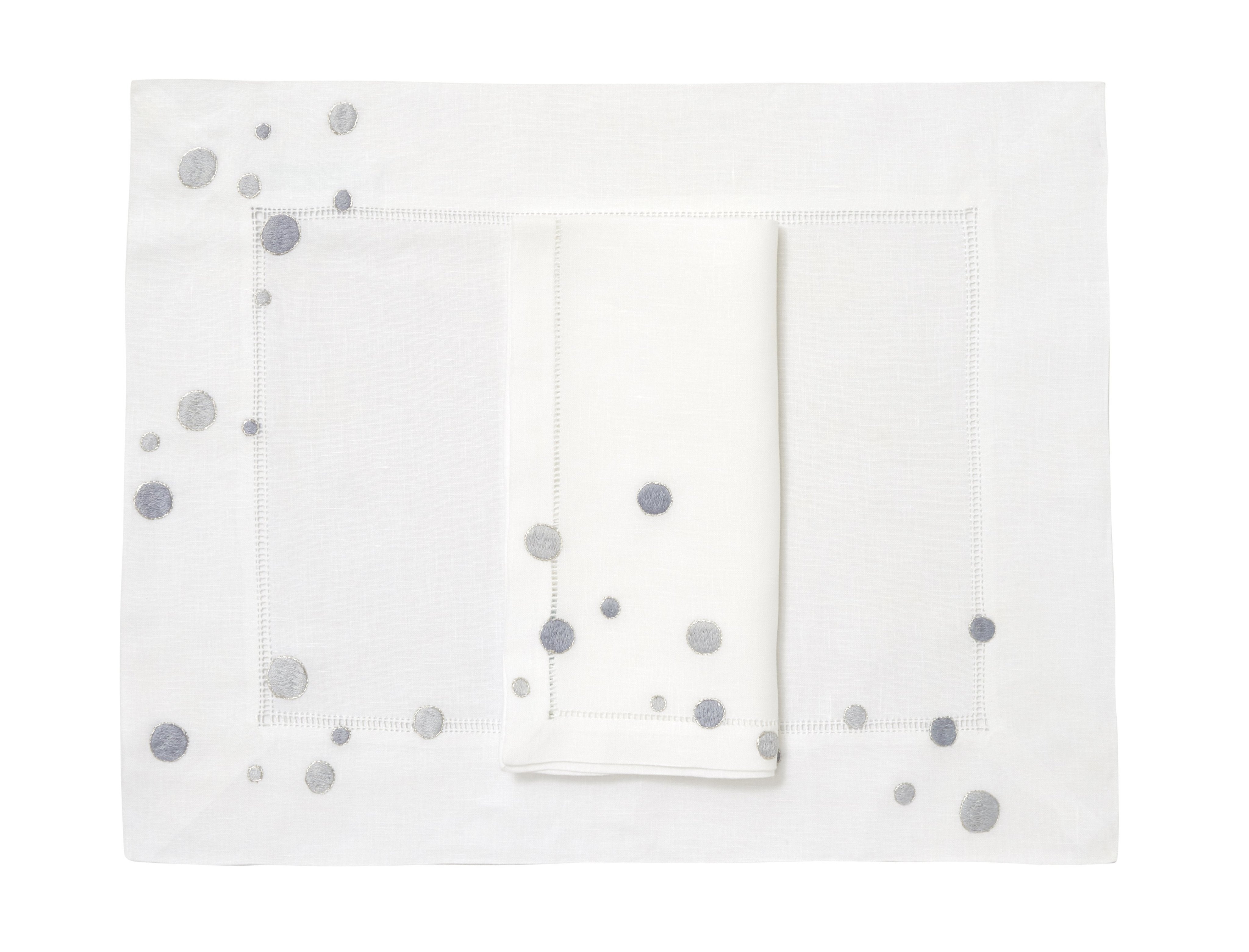 Confettis Grey Emb. Placemat/Napkin Sets