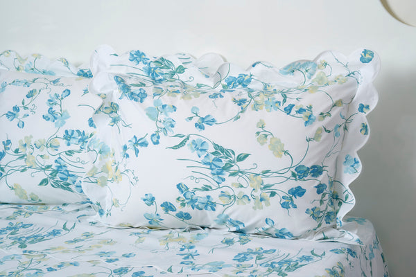 Pois de Senteur Blue Bed Linens