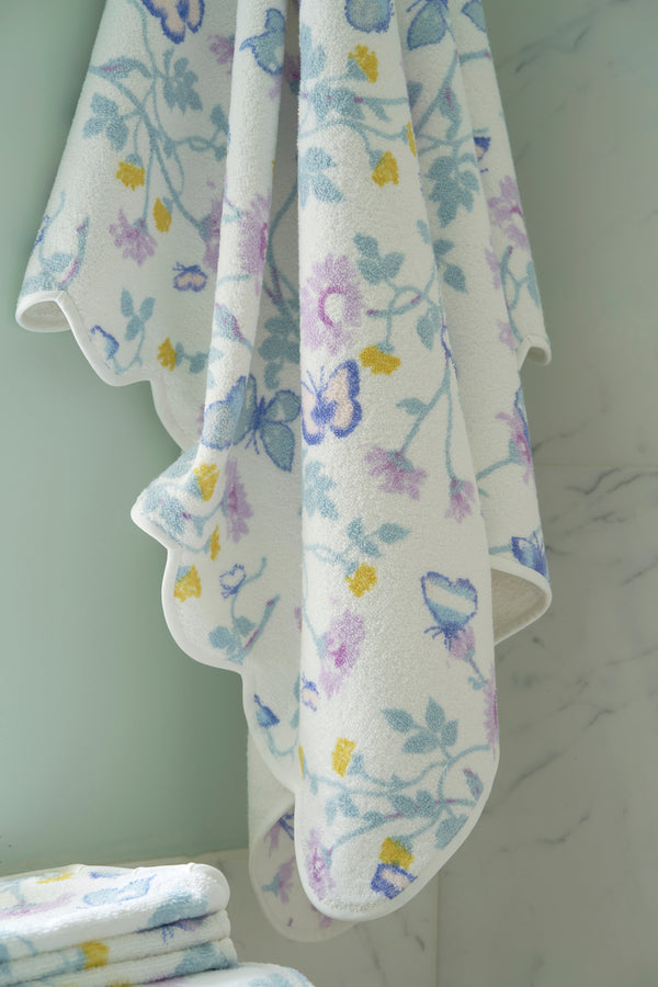 Fleurs et Papillons Blue Towels