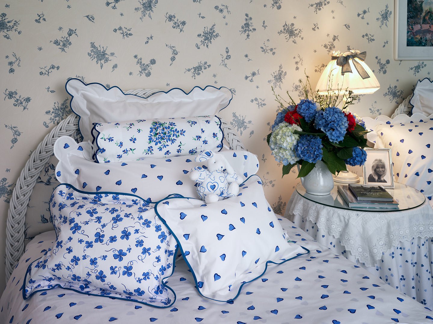 Cotswold Floral Cotton Bedding by Joules in Altantic Blue buy
