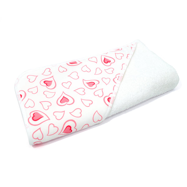 Double Pink Hearts Hooded Towel