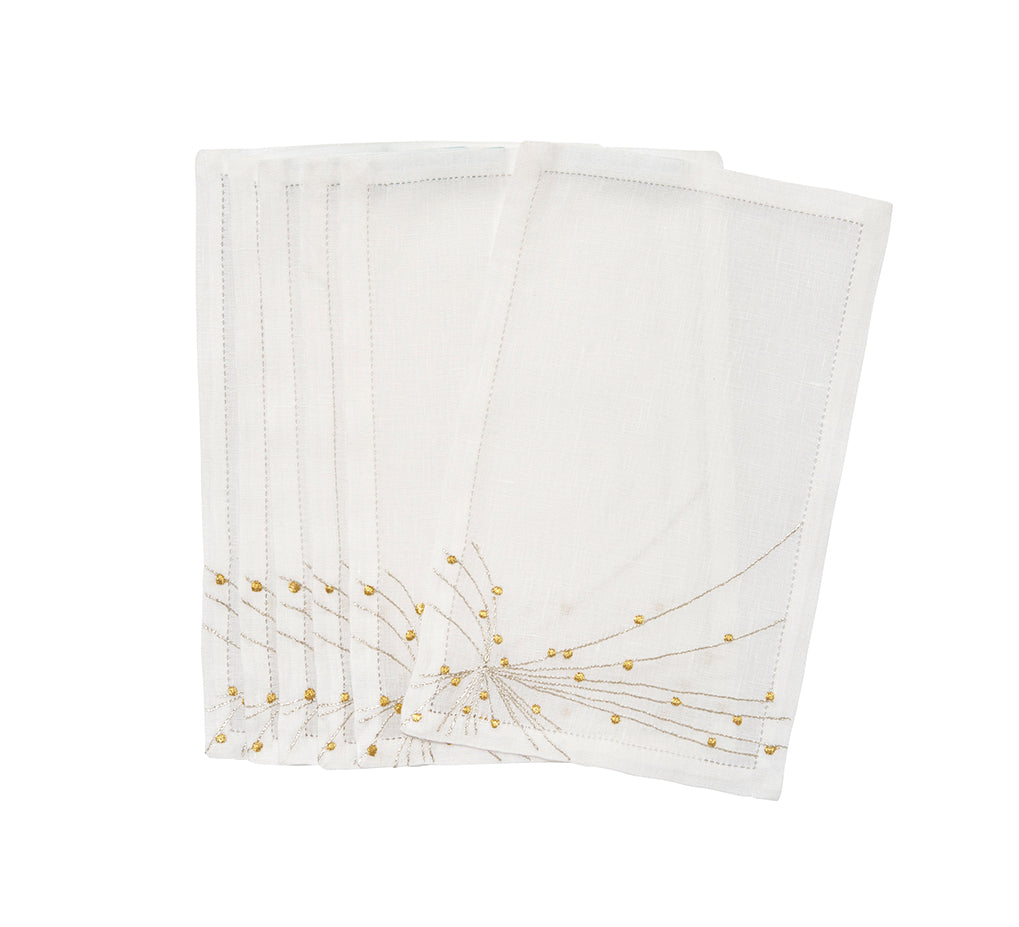 Aphelie Gold/Silver Emb. Cocktail Napkin Sets