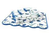 Carnations Blue/Green Towels (Scallop Blue)