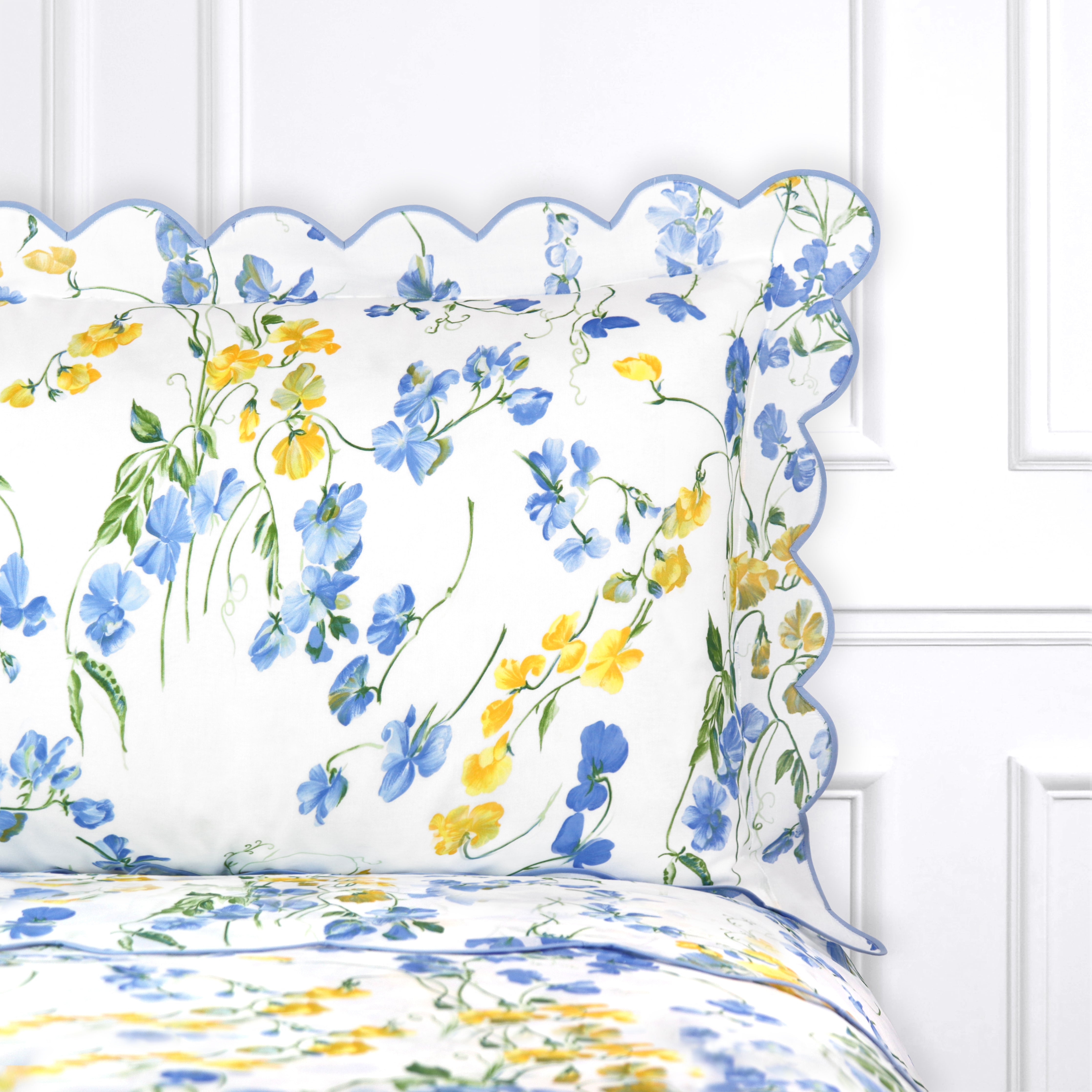 Pois de Senteur Blue/Yellow Bed Linens