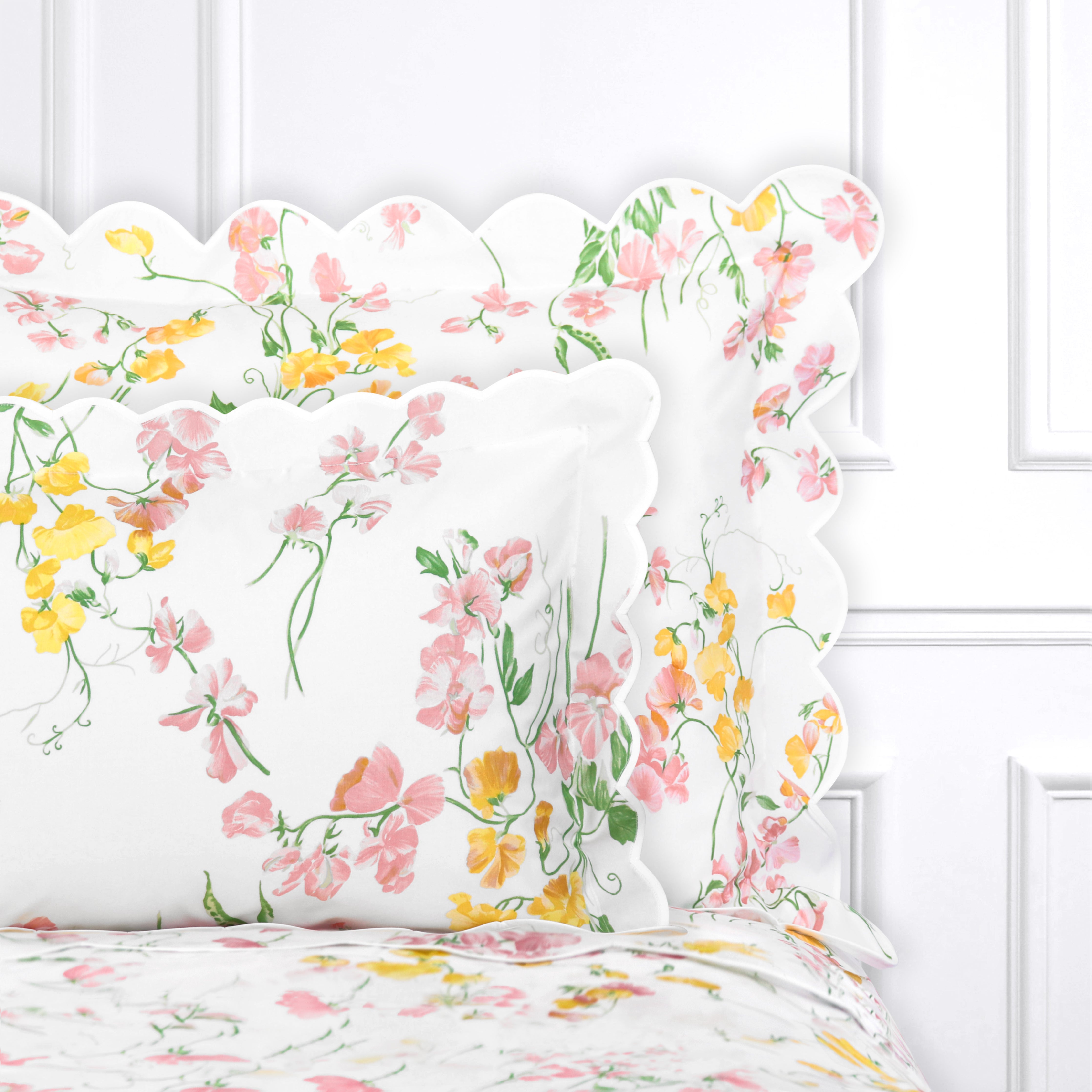 Pois de Senteur Pink/Yellow Bed Linens