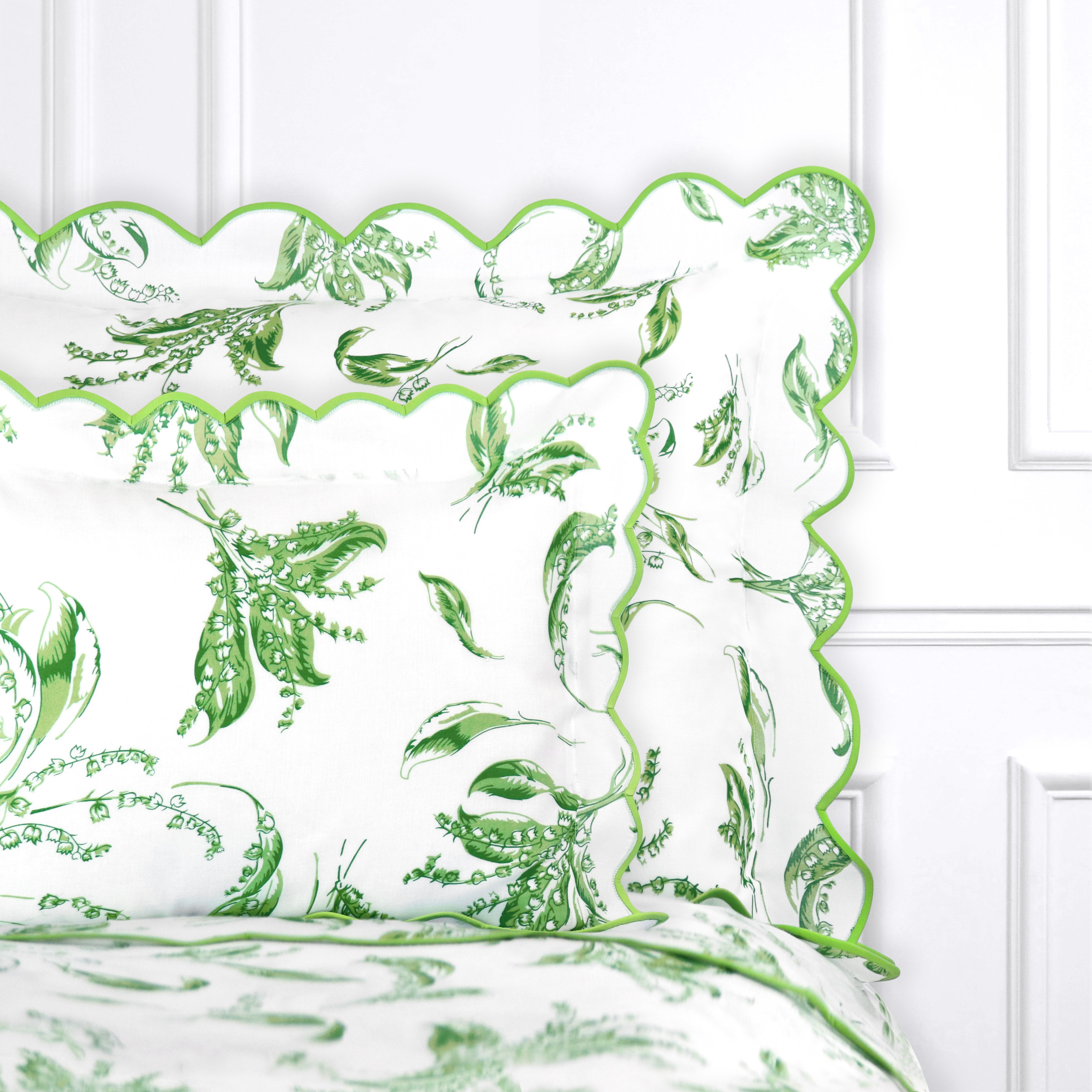 Muguet Green Voile Bed Linens