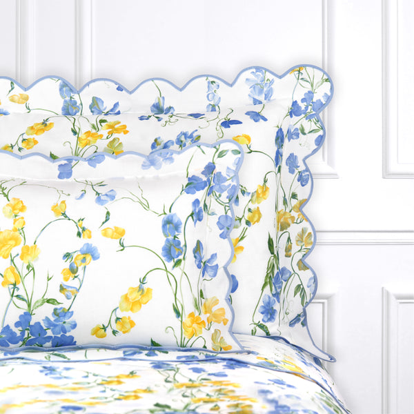 Pois de Senteur Blue/Yellow Bed Linens
