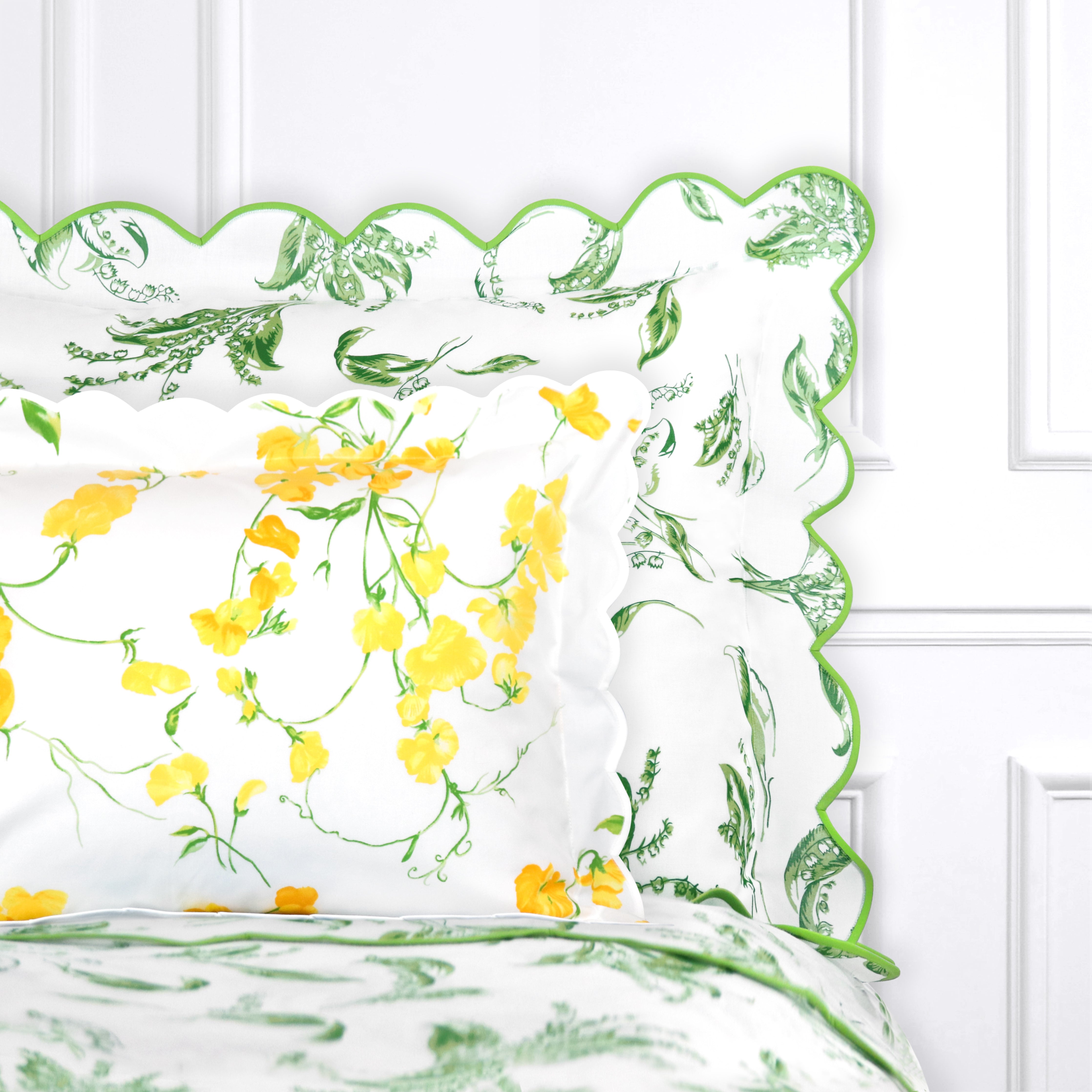 Muguet Green Voile Bed Linens