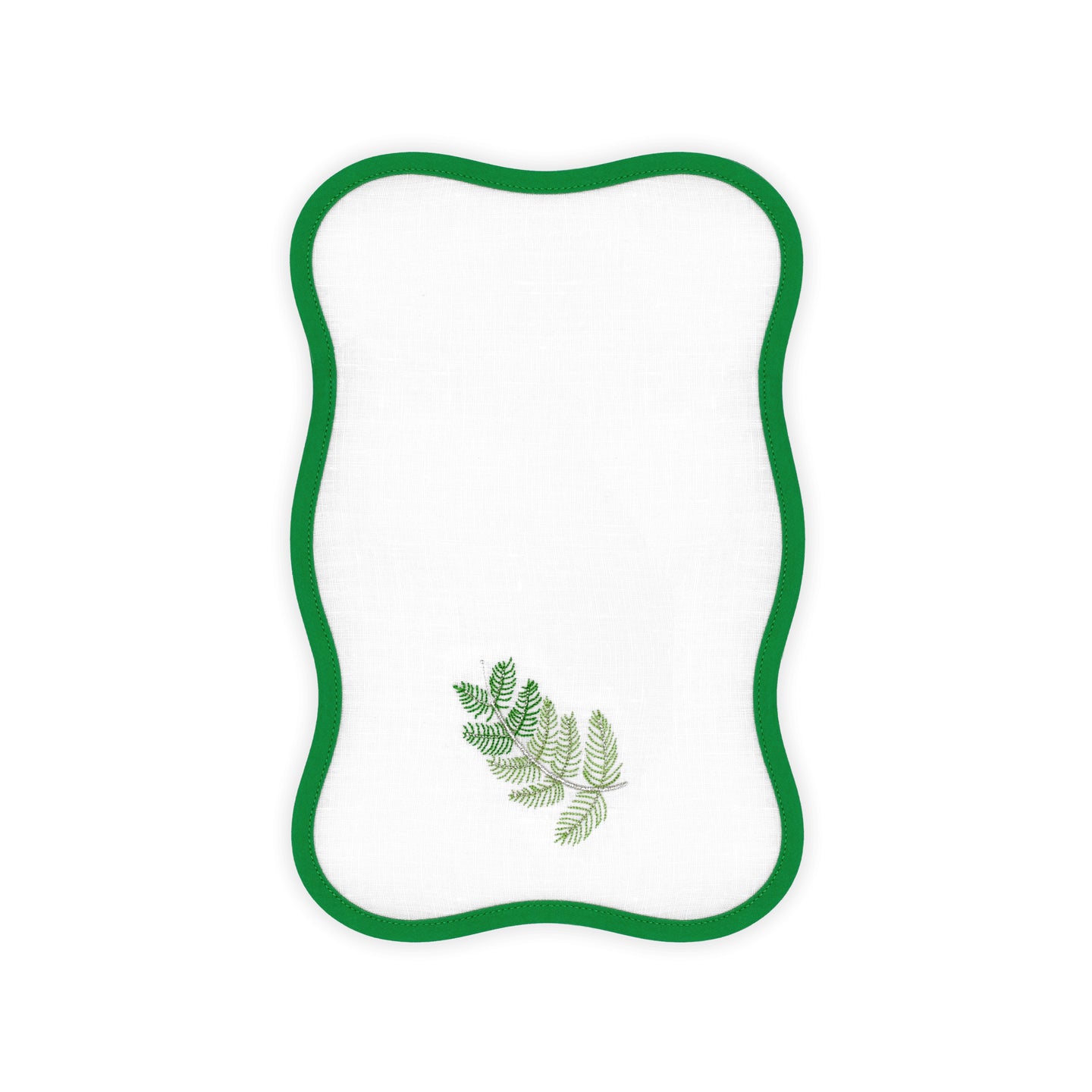 Feuilles Green/Silver Emb. Cocktail Napkin