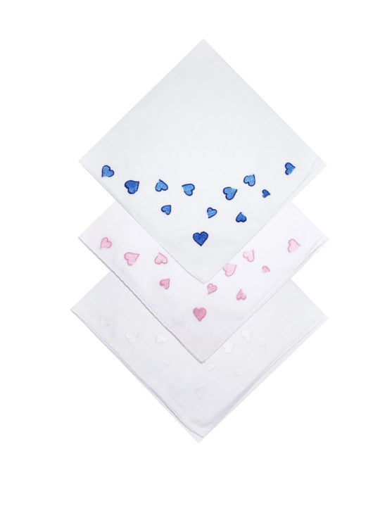 Embroidered Coeurs Pink Handkerchief