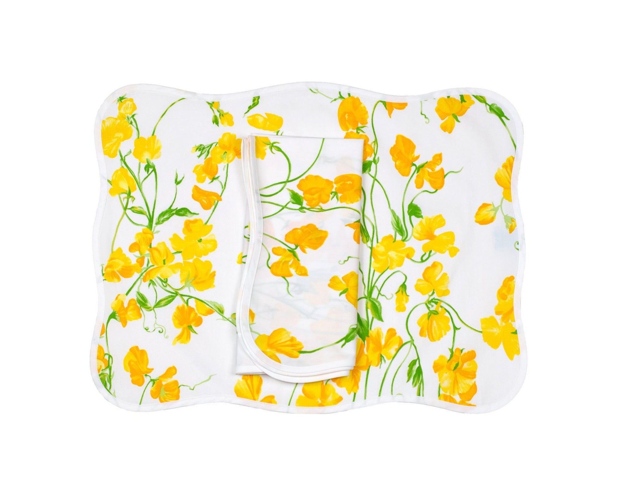 Pois de Senteur Yellow Printed Placemat/Napkin Set