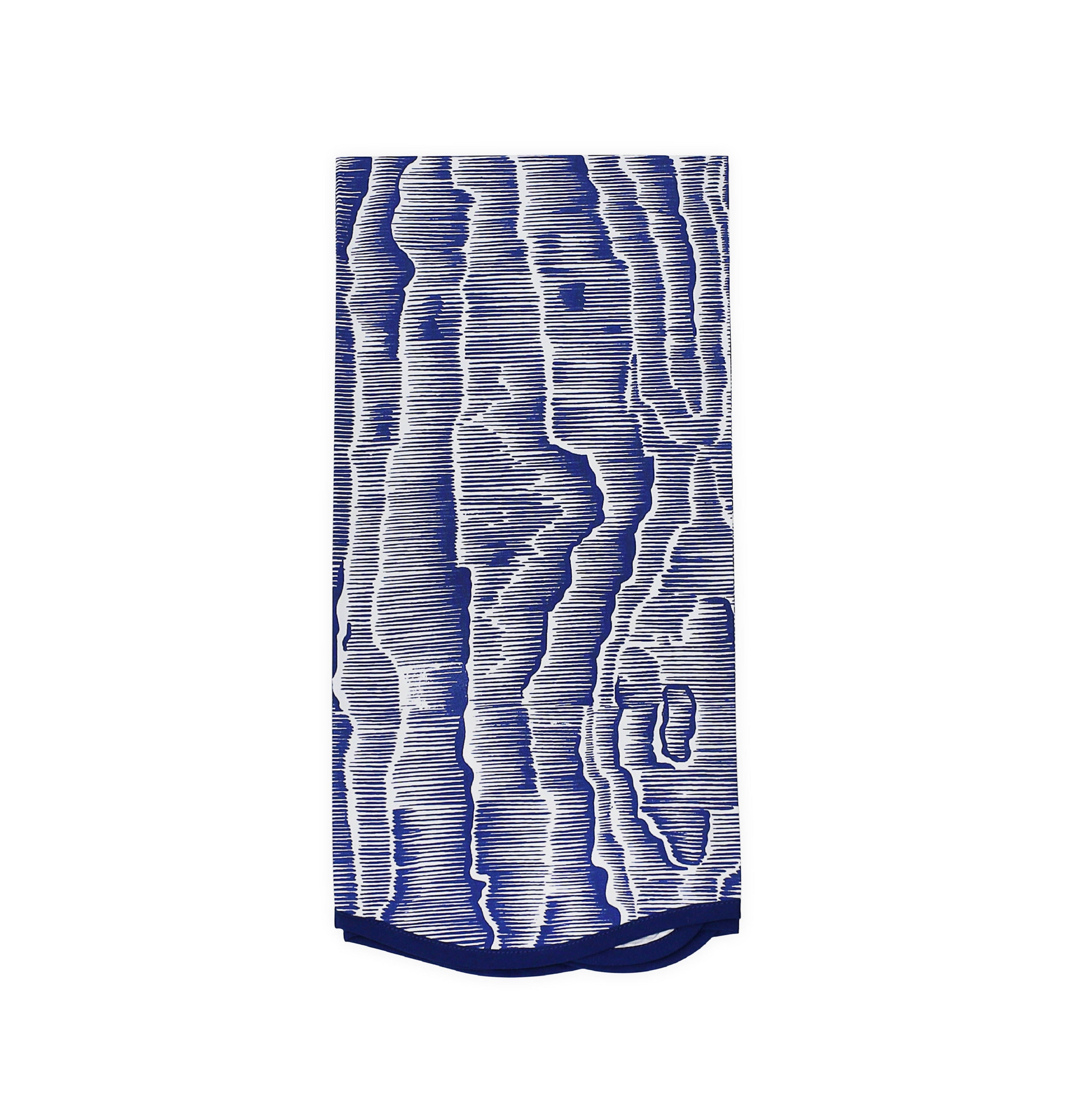 Bois de Moiré Navy Printed Guest Towels