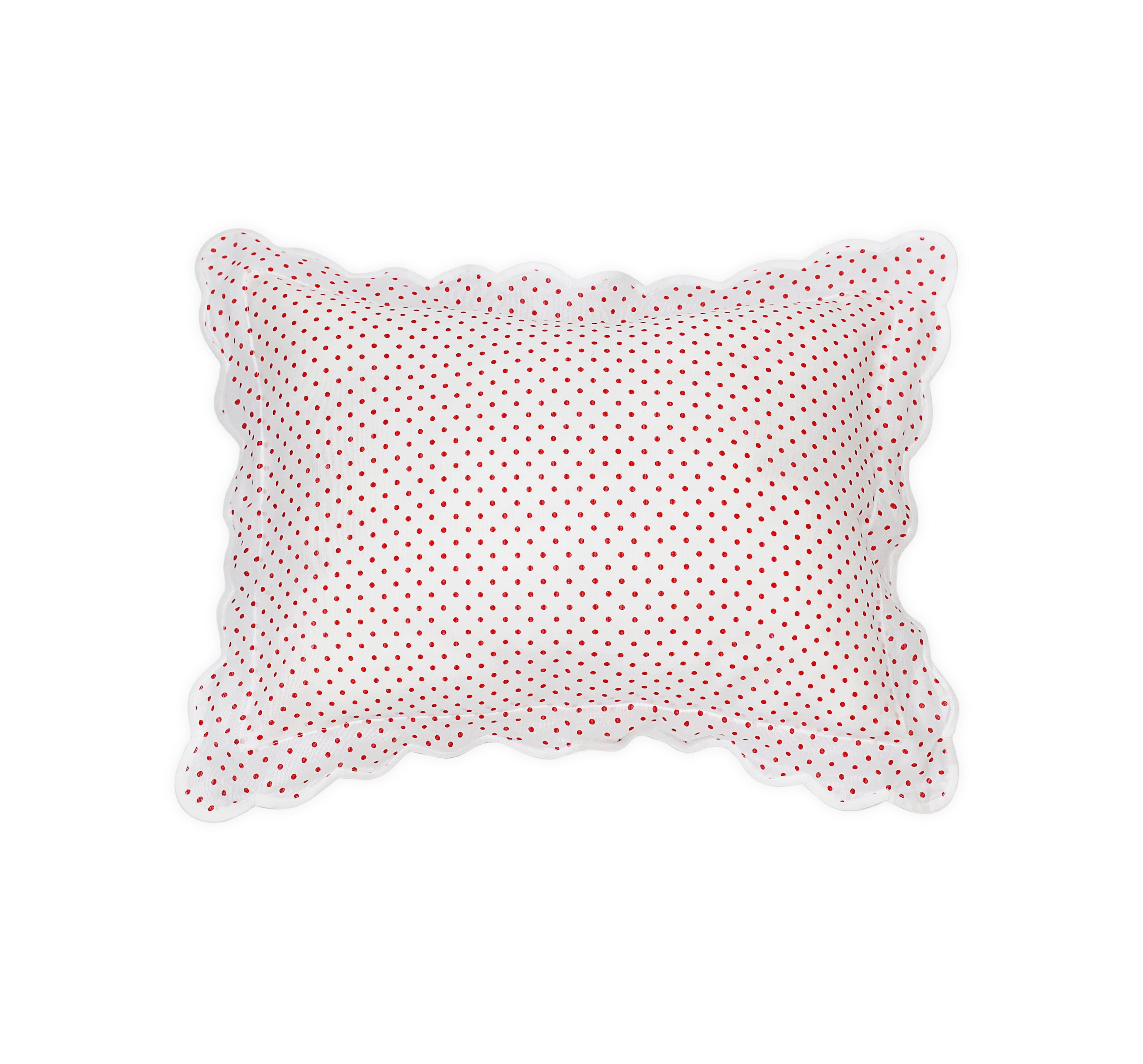 Mini Confettis Red Voile Scallop Boudoir Shams