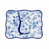 Mers de Chine Blue Printed Linen Placemat/Napkin Set