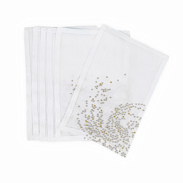 Constellation Silver/Gold Emb. Cocktail Napkin Set